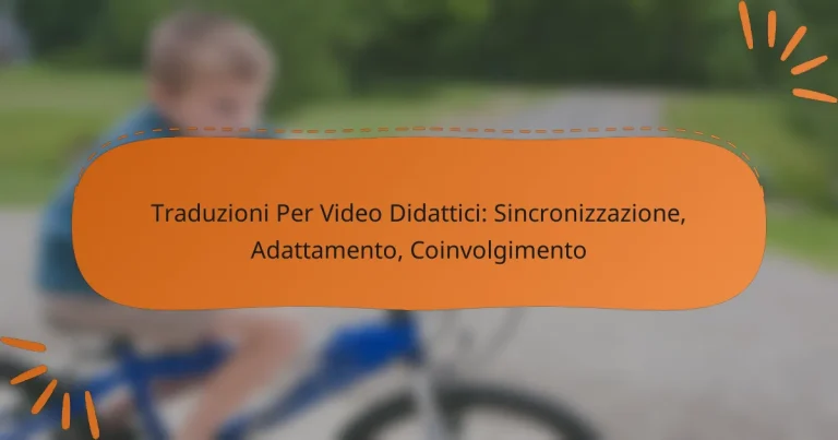 Traduzioni Per Video Didattici: Sincronizzazione, Adattamento, Coinvolgimento