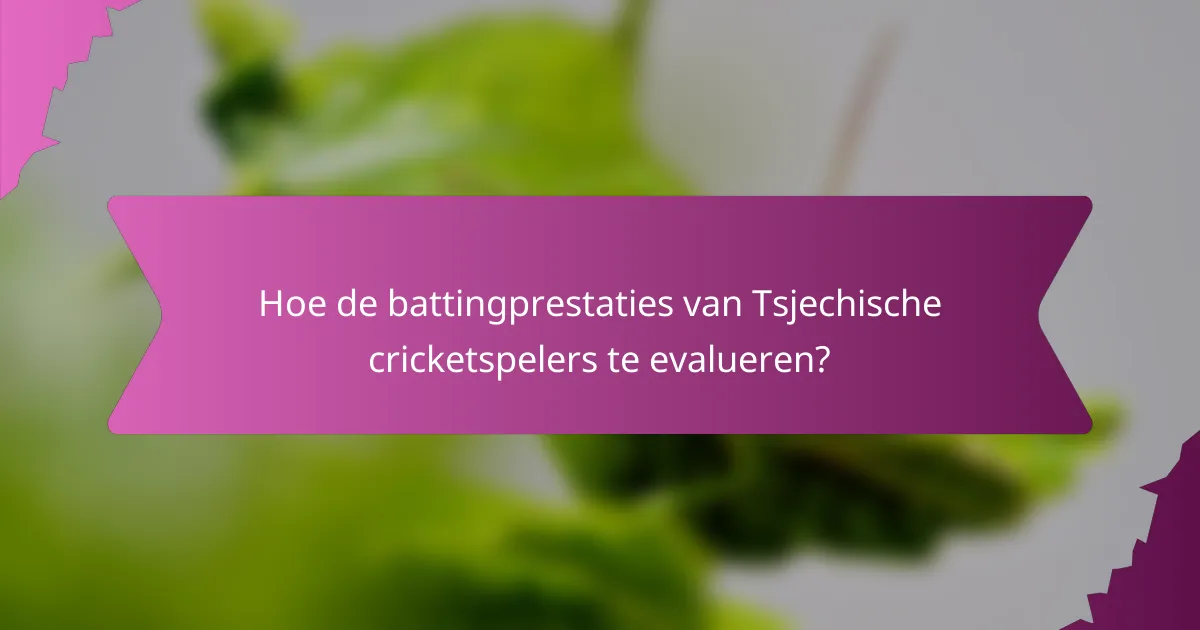 Hoe de battingprestaties van Tsjechische cricketspelers te evalueren?