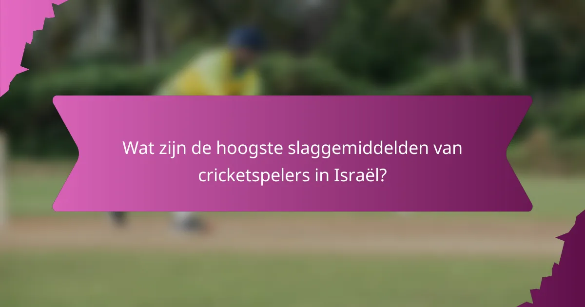 Wat zijn de hoogste slaggemiddelden van cricketspelers in Israël?
