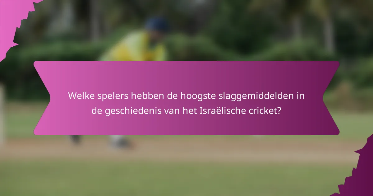 Welke spelers hebben de hoogste slaggemiddelden in de geschiedenis van het Israëlische cricket?