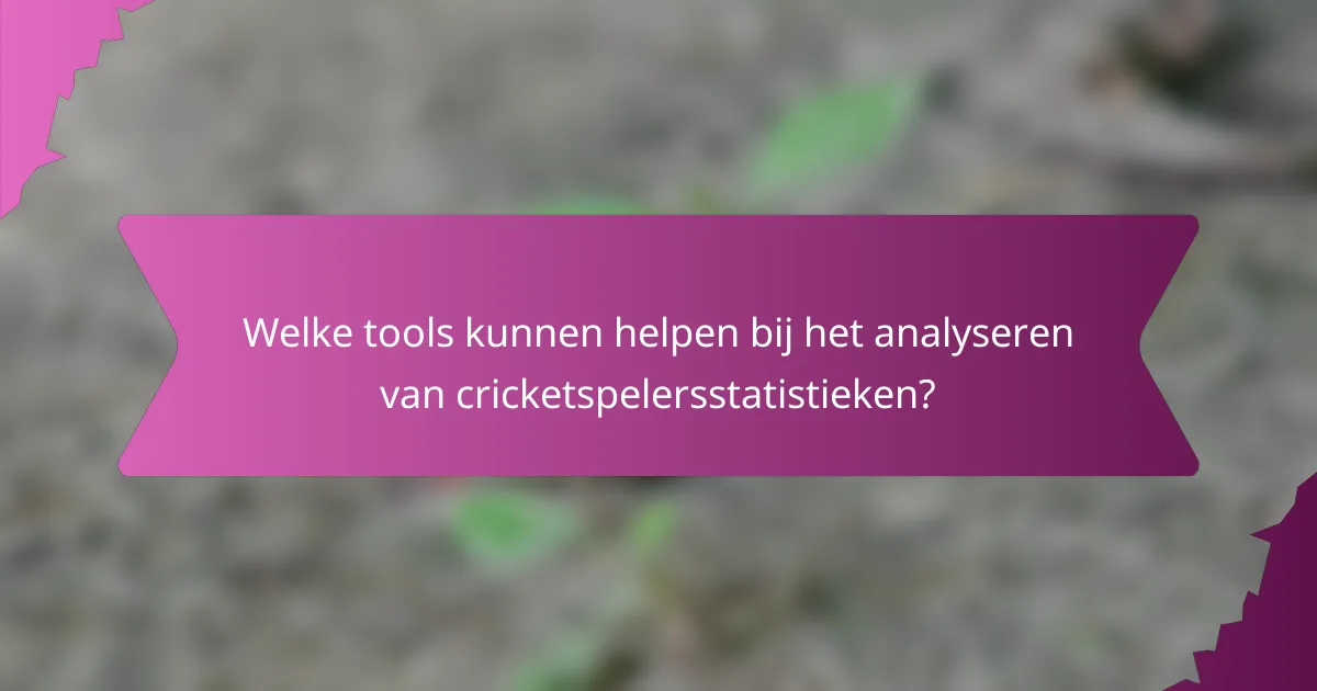 Welke tools kunnen helpen bij het analyseren van cricketspelersstatistieken?